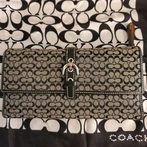 Coach Black and Tan Signature Clutch